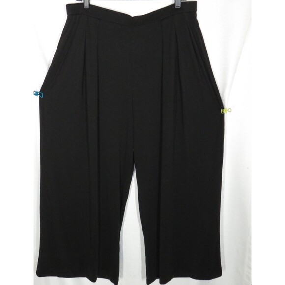 OGL Black Sandwashed Pleated Wide Leg Palazzo Pants with Pockets Size XL - Picture 11 of 13